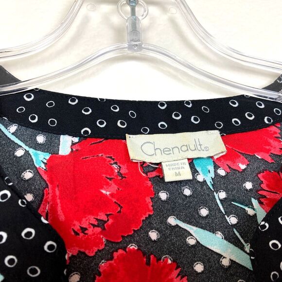 Chenault Women's Pullover V-Neck Top Size M Floral Bell Sleeves - Picture 4 of 8